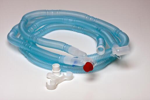 Volume Ventilator Circuit, Adult, 72in, 22mm Blue Polyethylene Tubing, Ported Wye