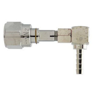 Nipple Hose Barb, Nitrogen, DISS Female Hex Nut Swivel with 1.5in Stem, 1/4in Hose Barb