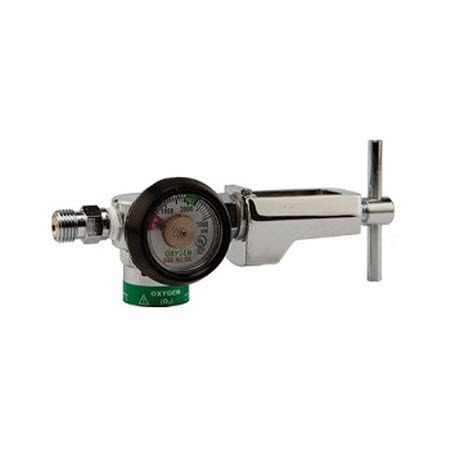 Oxygen Regulator, 50 PSI Preset Outlet, CGA 870, E Cylinder, Color Coded Green, No Flow Capability