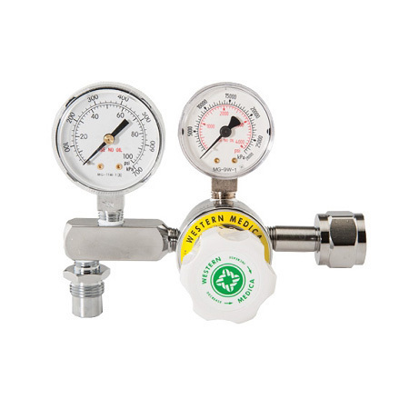 Diaphragm Air Regulator, 0-100 PSI Adjustable Pressure, CGA346, H Cylinder, Nut and Nipple