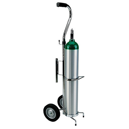 Cylinder Cart, D or E Cylinder, Adjustable Handle, Chrome, for Use with Hill Rom Equipment