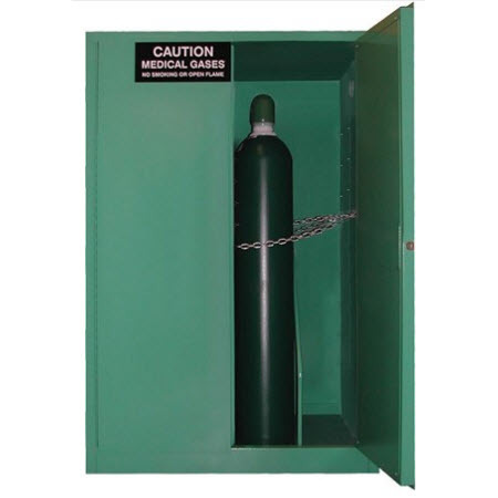 Cylinder Cabinet, Holds 9-12 D or E Cylinders, Fire Lined, Self Closing Door